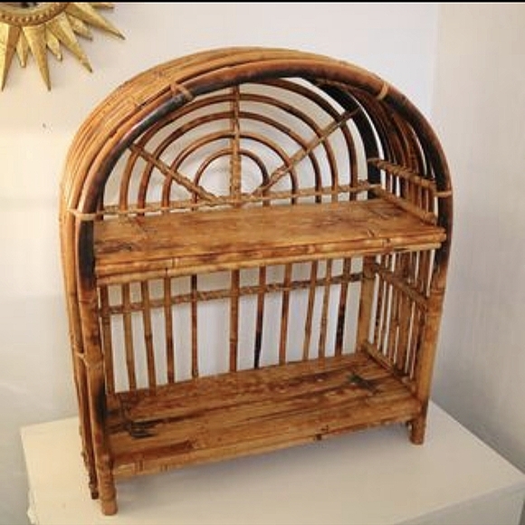 Vintage Other - 1970s Rattan Arch Shelf